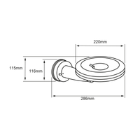 Dibujo técnico de DISCOR WALL: disco de 220 mm, 286 mm de proyección y 116 mm de alto