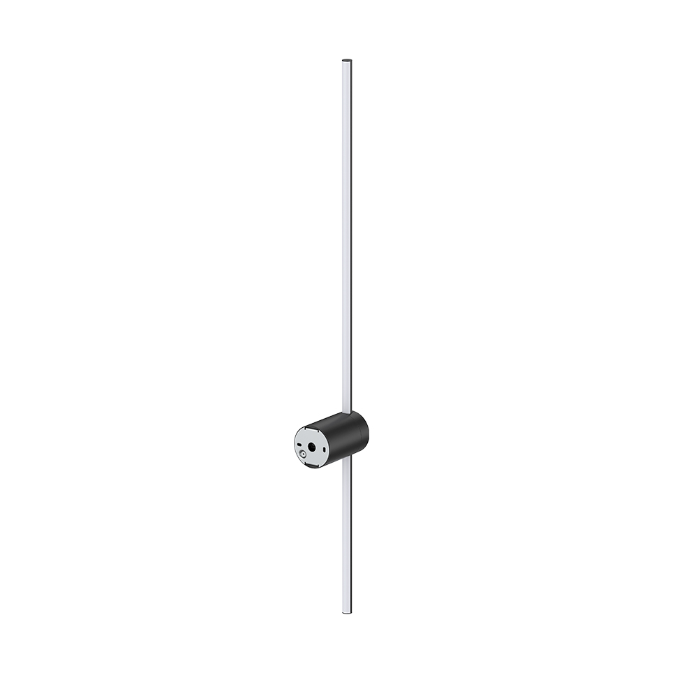 DIVALA II arbotante LED lineal vertical negro con base cilíndrica, fondo blanco