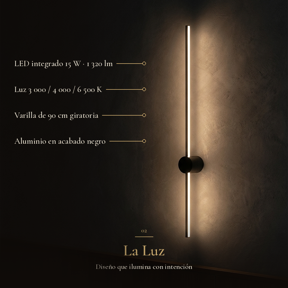 La Luz: DIVALA II con LED integrado 15 W, 1 320 lm, luz 3000/4000/6500 K y varilla giratoria de 90 cm