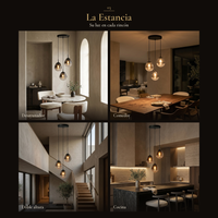 La Estancia: colgante DROPIA II en desayunador, comedor, doble altura y cocina