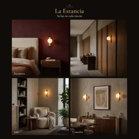 La Estancia: arbotante GOMEISA II en recámara, pasillo, sala y comedor
