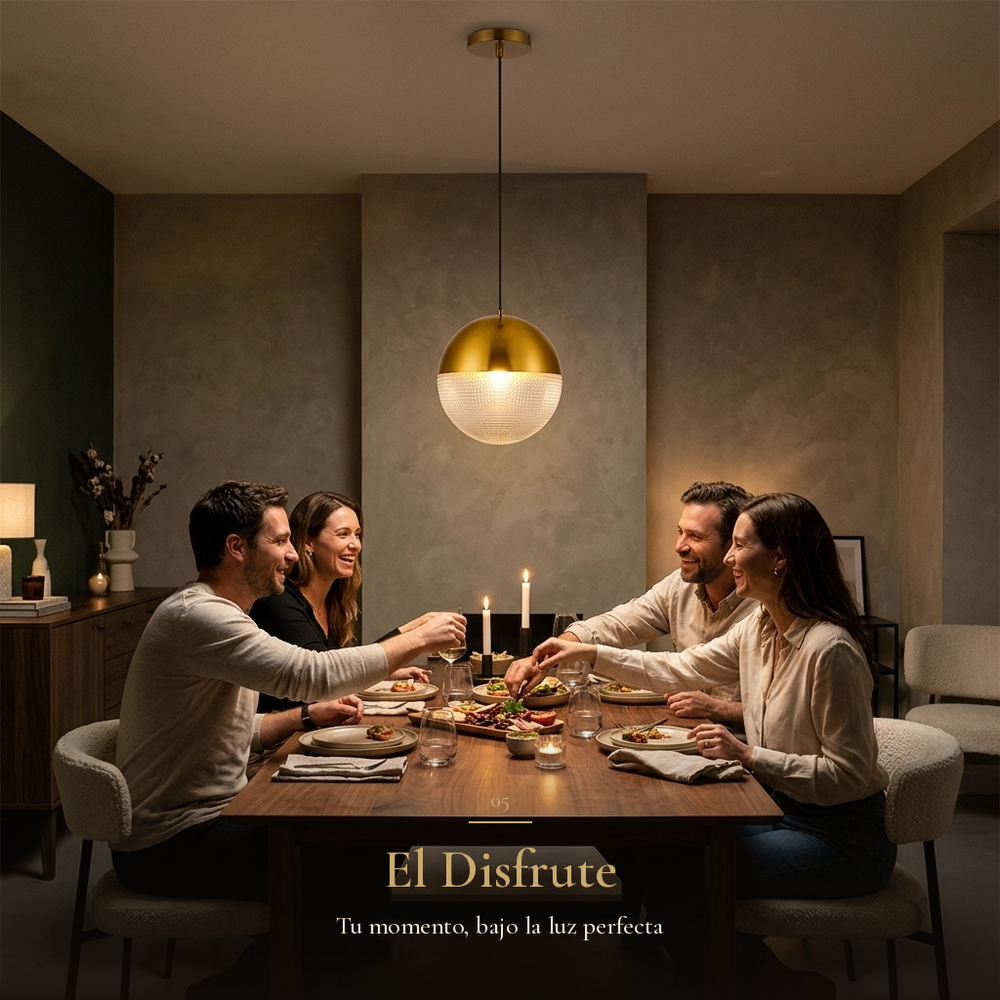 amigos cenando bajo la luz cálida de GUCHE II