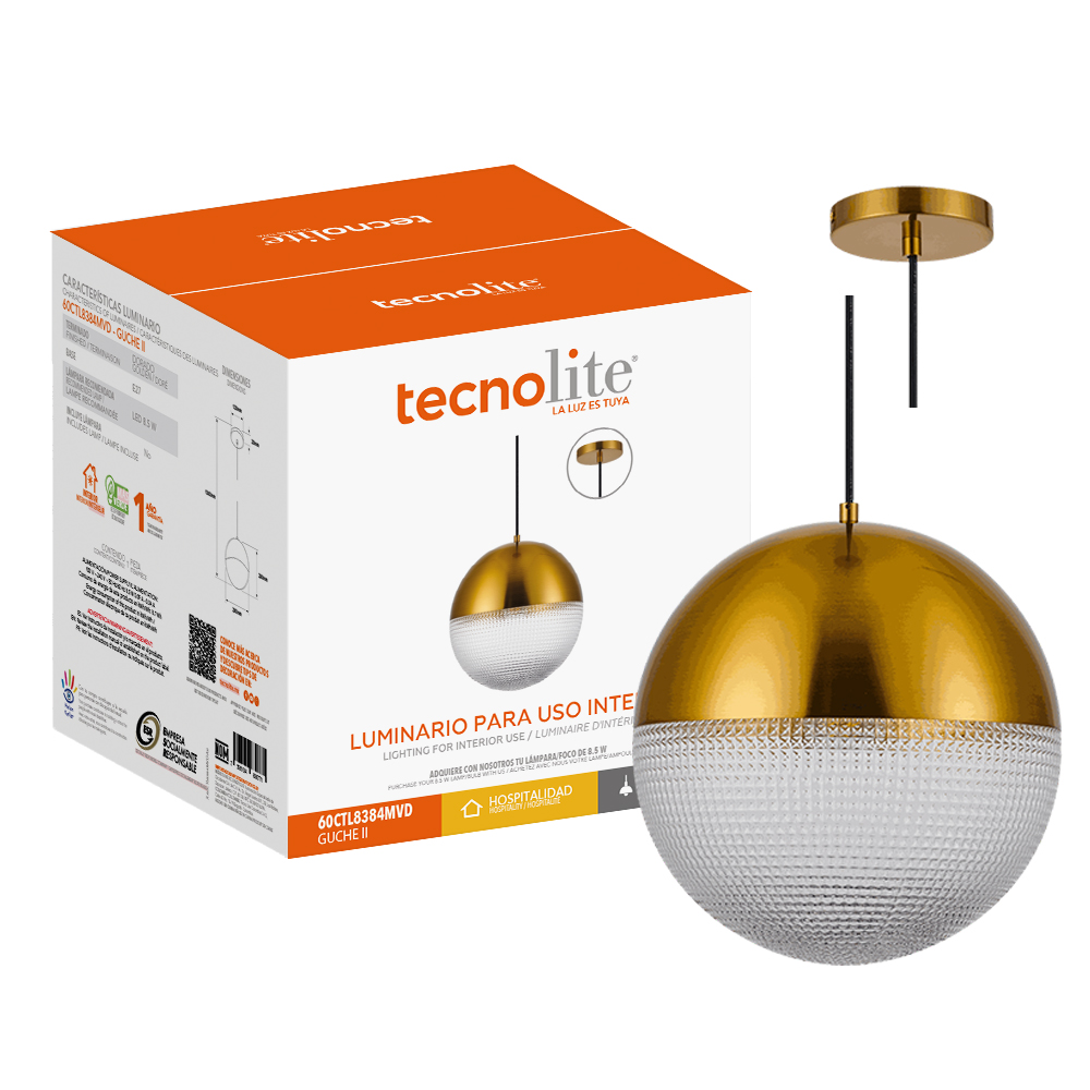 GUCHE II junto a su caja de empaque original Tecnolite