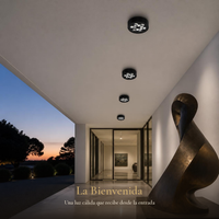 Varios HIVE PTL I en techo de pórtico de acceso con escultura