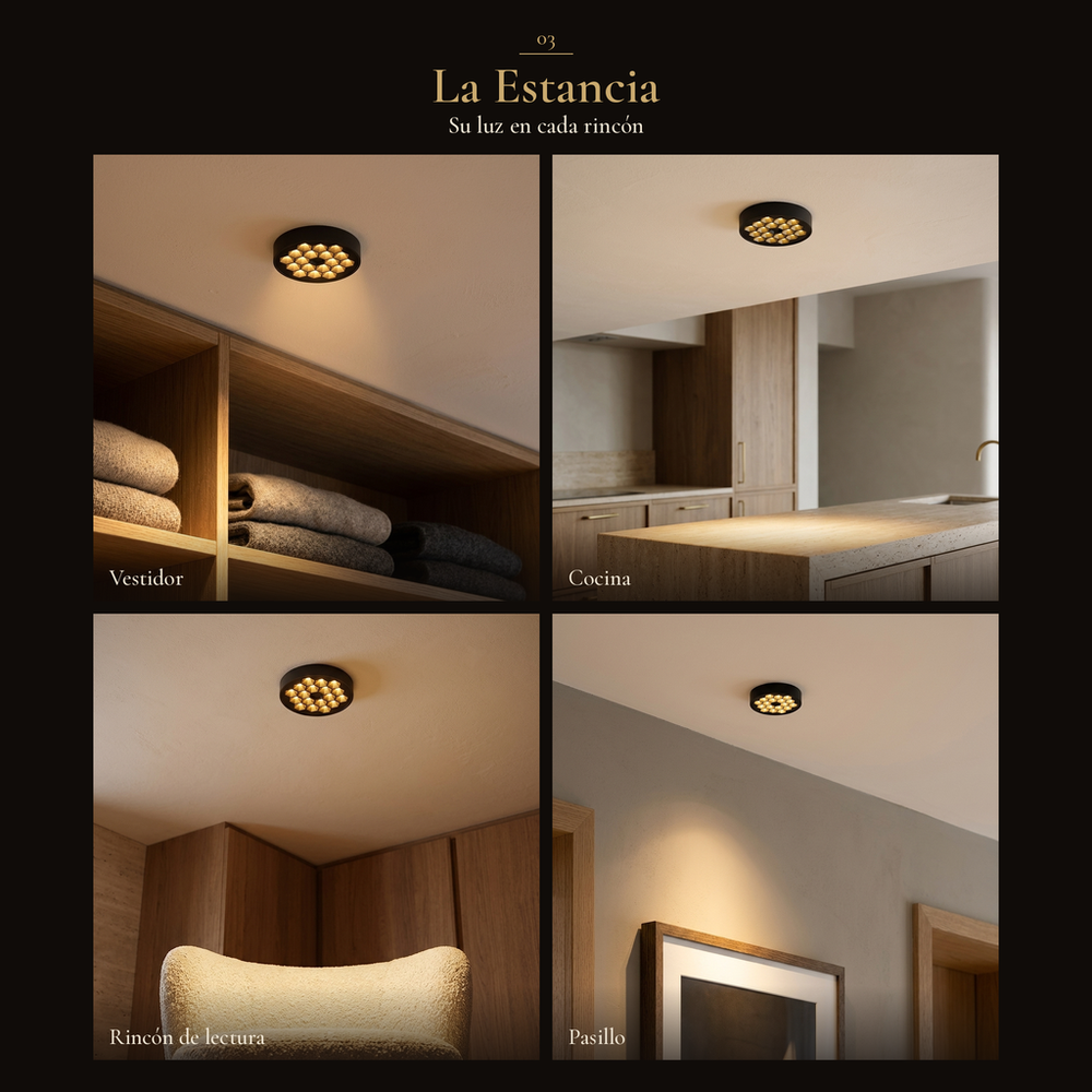 La Estancia: HIVE PTL II iluminando vestidor, cocina, rincón de lectura y pasillo