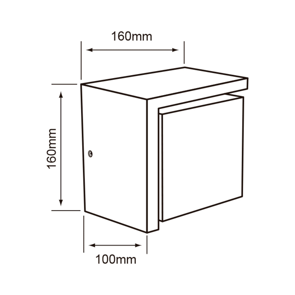 Dibujo técnico de COPEINA: 160 x 160 mm y 100 mm de fondo