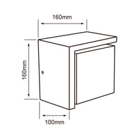 Dibujo técnico de COPEINA: 160 x 160 mm y 100 mm de fondo