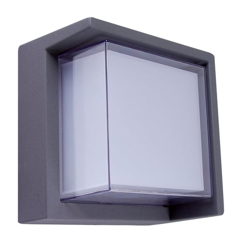 COPEINA arbotante LED exterior gris cuadrado con difusor opalino, fondo blanco – Lámpara de Diseño Báez Lumina