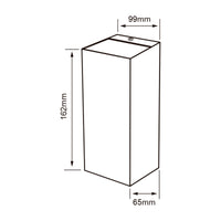 Dibujo técnico de HYADUM: 162 mm de alto, 99 mm de ancho y 65 mm de fondo