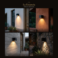 La Estancia: KEENYA I iluminando fachada, balcón, patio de concreto y muro de jardín
