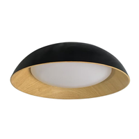 LEGNO negro con interior madera y difusor opalino, vista inferior, fondo blanco