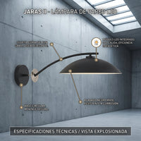 JARAS II: base circular, brazo curvo, pantalla negra mate y módulo LED integrado