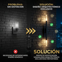 Comparativo de arbotante genérico y TUPIN III encendido en muro de ladrillo