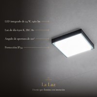 OKAB II con ficha: LED 24 W, 1460 lm, luz de día 6500 K, IRC 80, apertura de 120°, IP54