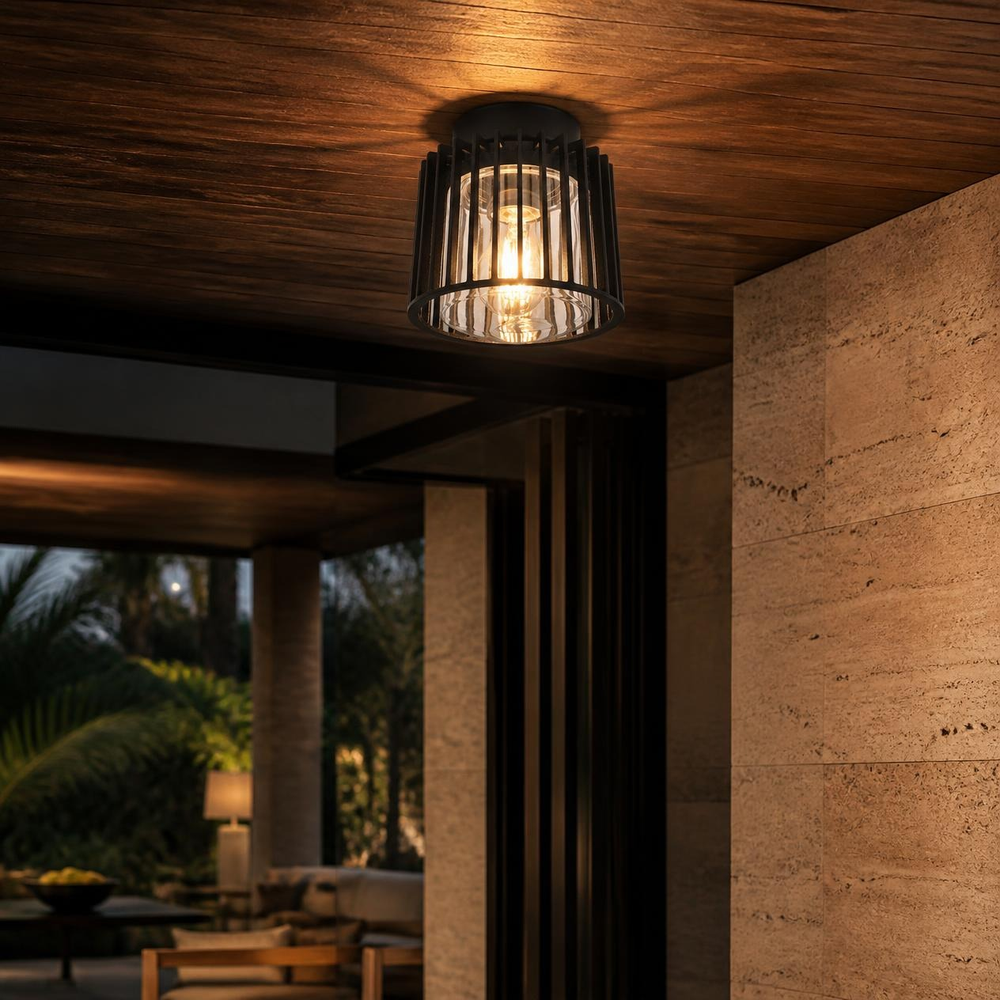 PIPOL II en techo de madera de terraza con jardín