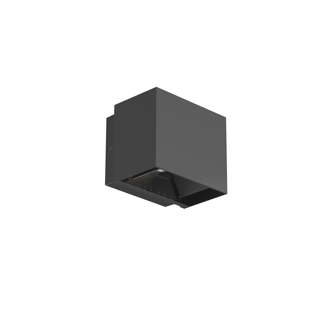 PIRQA de aluminio negro, vista inferior, fondo blanco