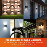 PIRQA en varias fachadas con luz decorativa arriba y abajo