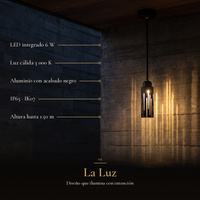 La Luz: RAINURE CEILING con LED integrado 6 W, Luz cálida 3 000 K, Aluminio con acabado negro, IP65 · IK07, Altura hasta 1.50 m