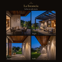 La Estancia: RAINURE CEILING en cuatro espacios: terraza, pérgola, entrada, pasillo