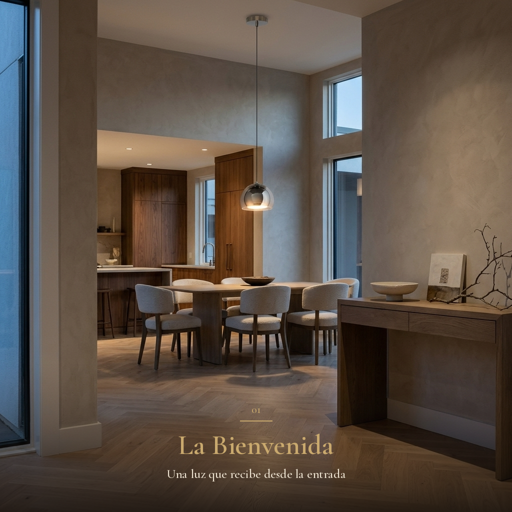 SPOK encendida sobre el comedor al llegar a casa al atardecer