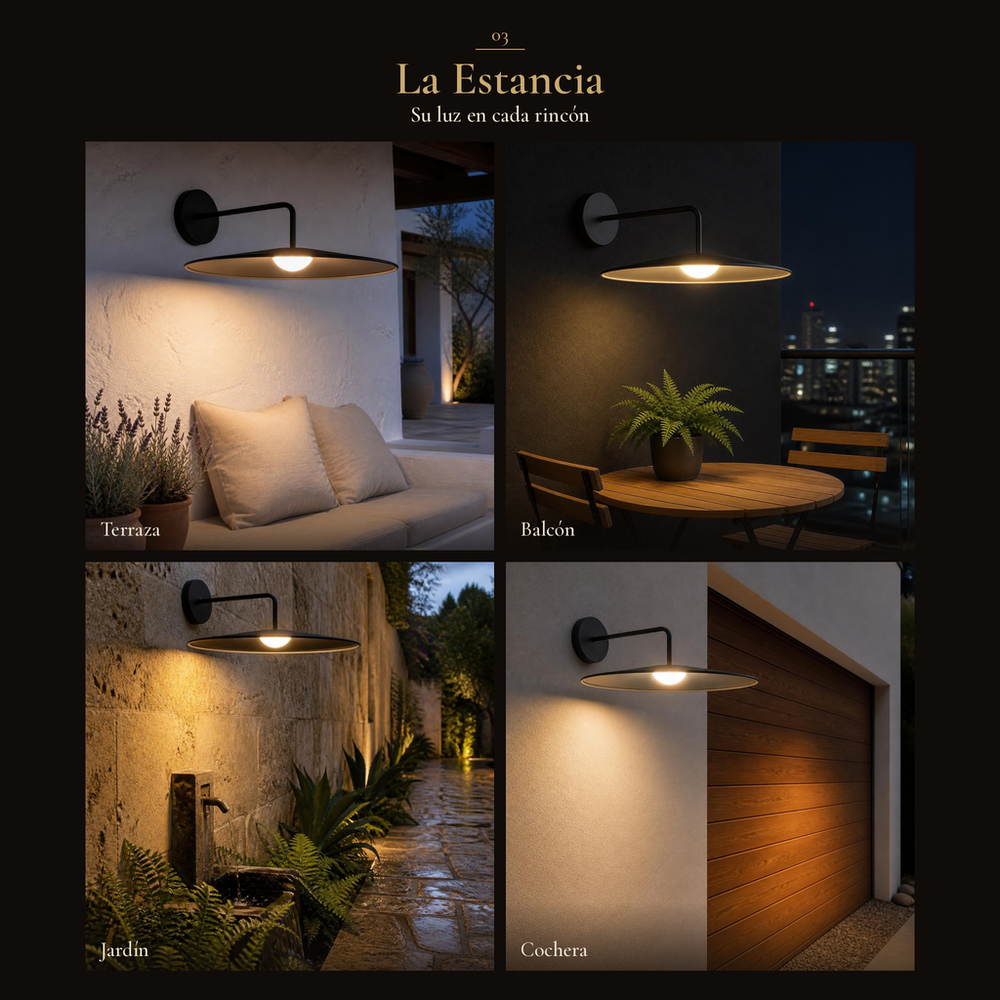 TITA I encendido en terraza, balcón, jardín y cochera: collage de 4 ambientes exteriores
