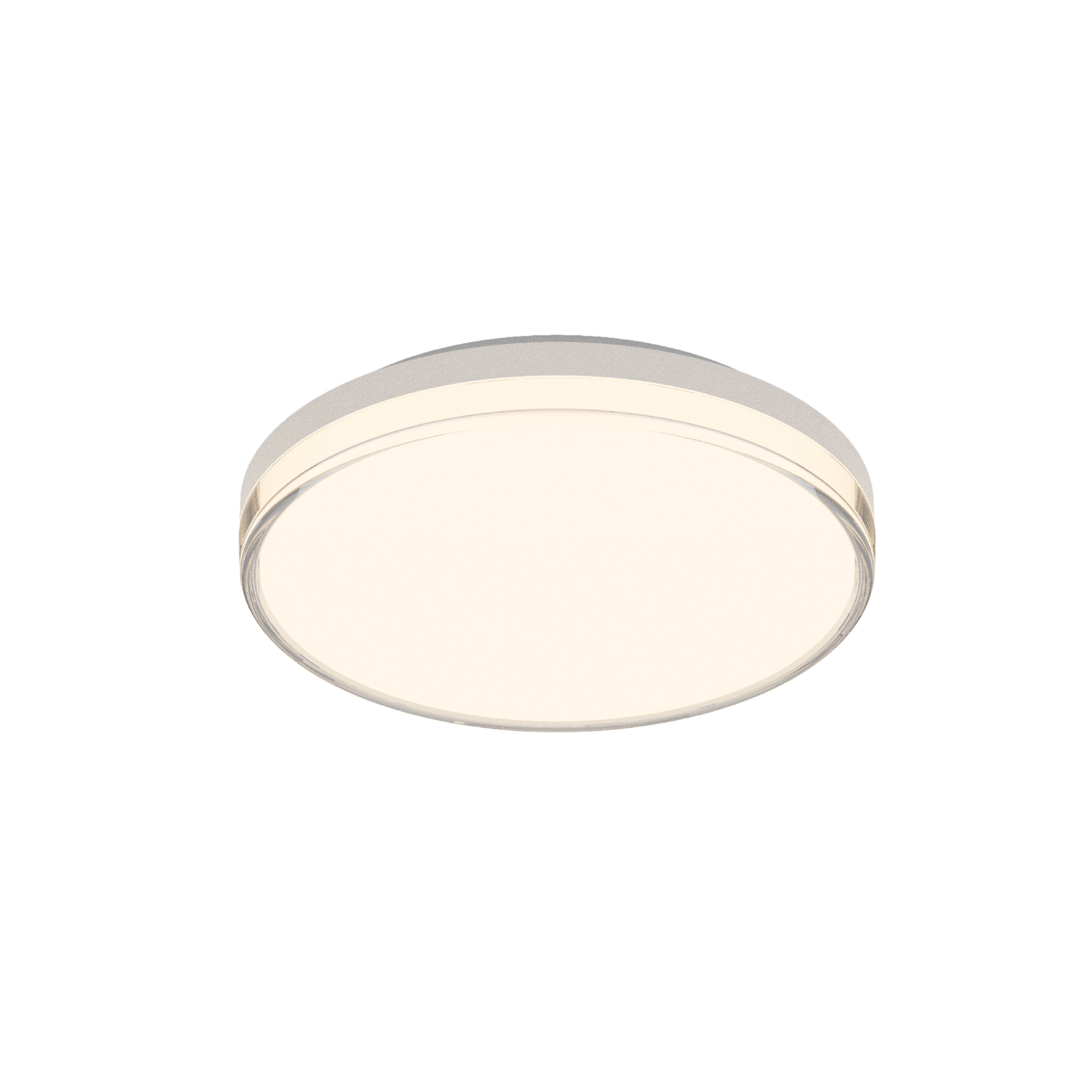 UKDA plafón LED redondo blanco con difusor opalino encendido, fondo blanco