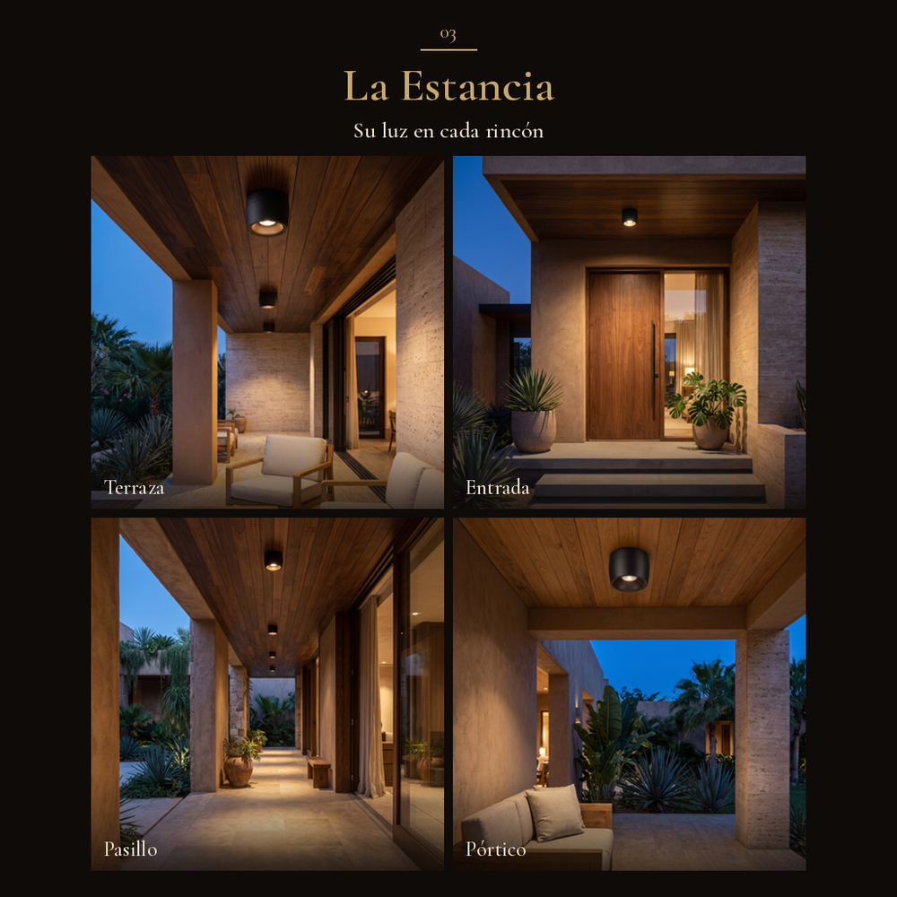 La Estancia: VELORA I en cuatro espacios: terraza, entrada, pasillo, pórtico