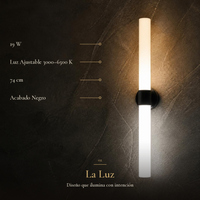 VOTIVA II con ficha: LED 19 W, luz ajustable 3000 a 6500 K, 74 cm de largo, acabado negro